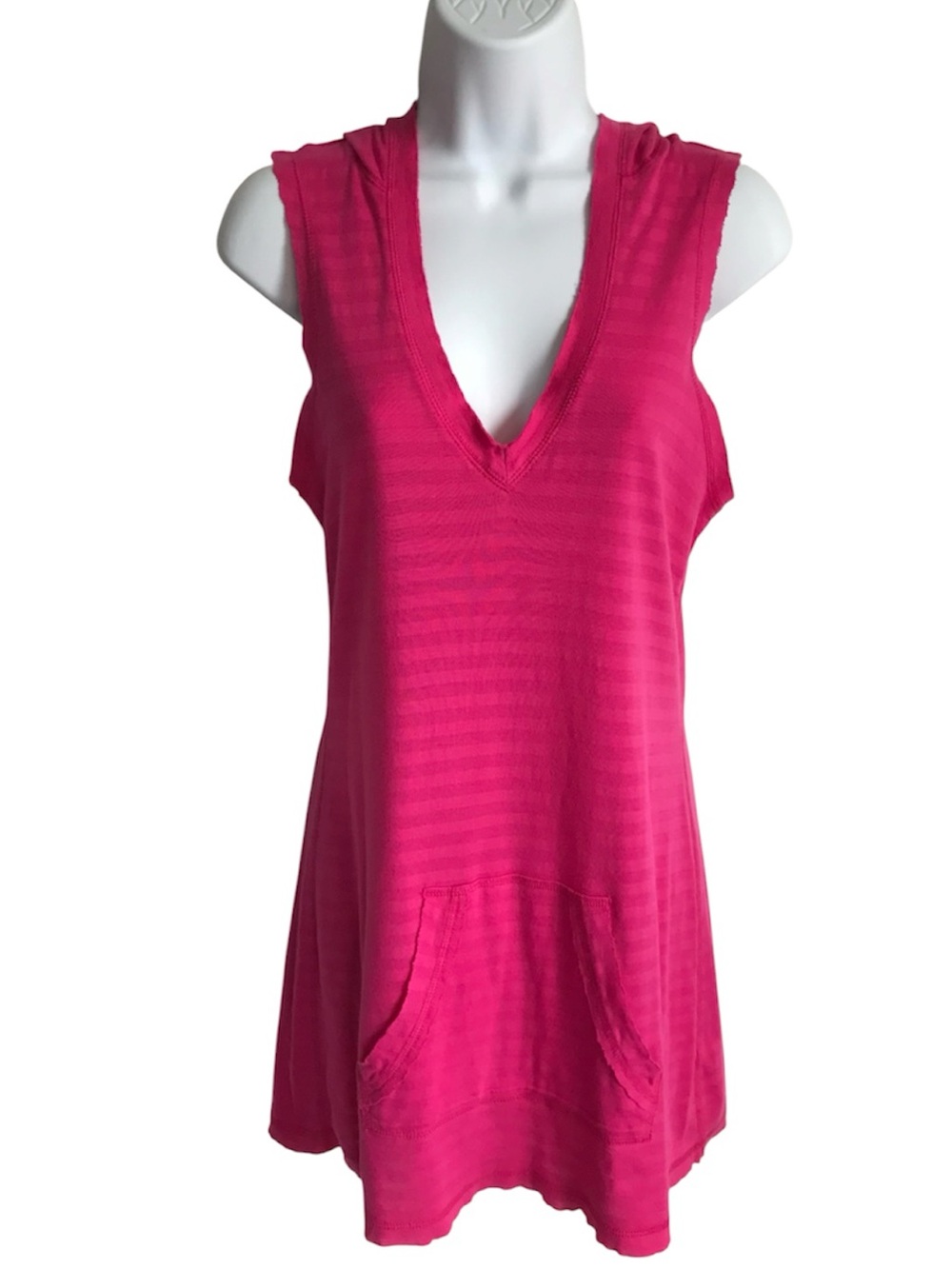 Make + Model Women’s S Hot Pink Cotton V-Neck Sleeveless Swim Coverup Tunic EUC